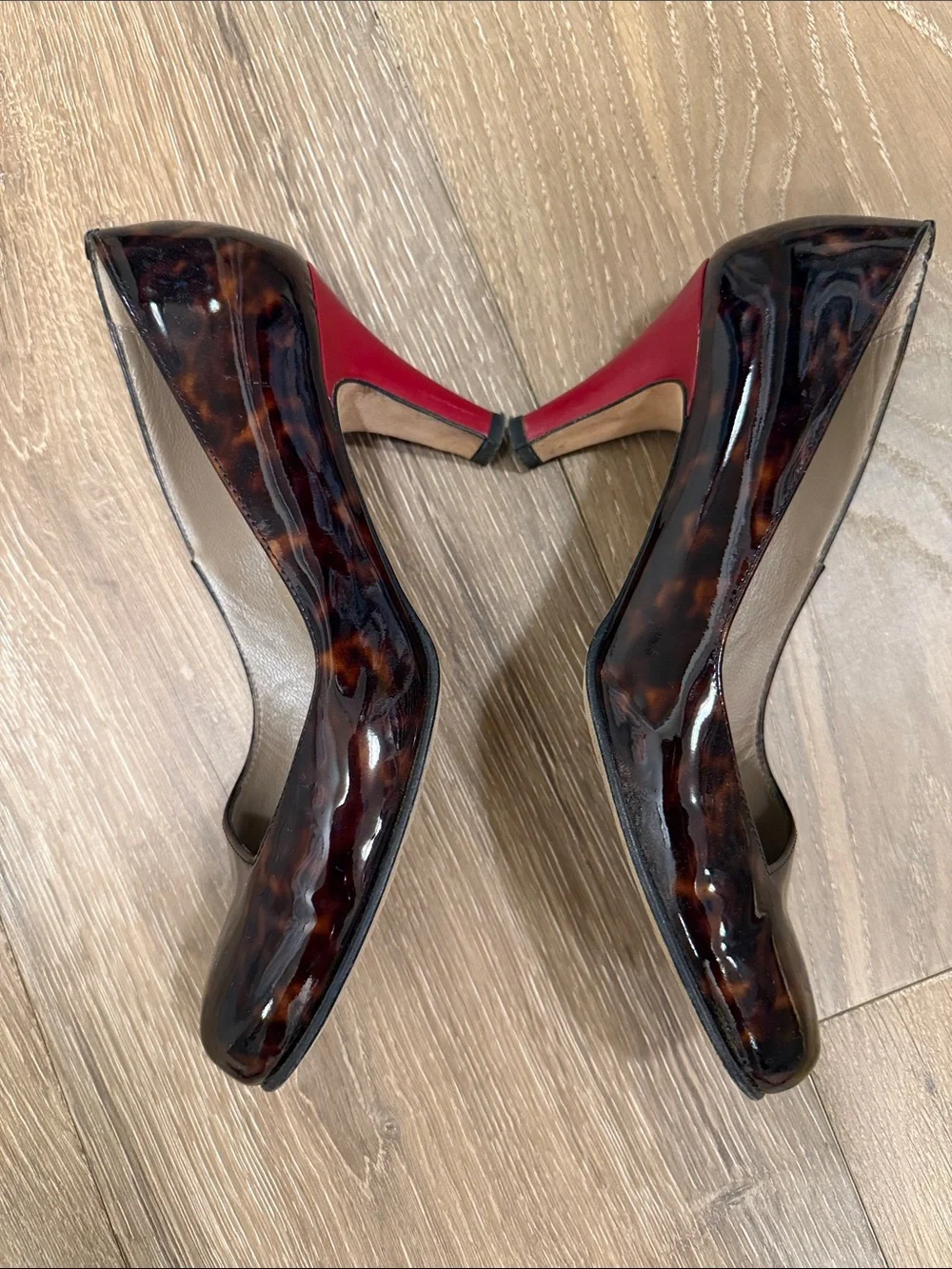 Anyi Lu Tortoiseshell Patent Leather Pumps in Brown